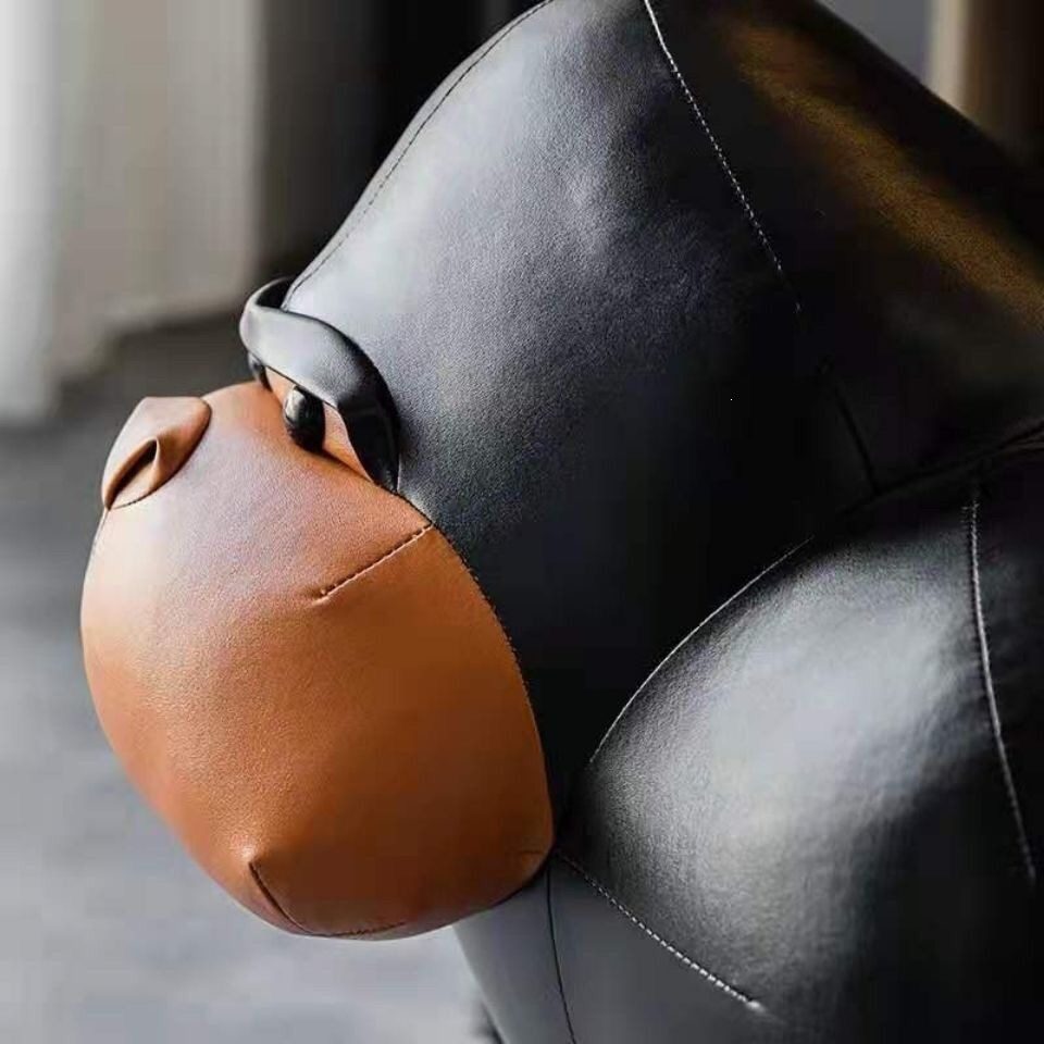 Creative Gorilla Stool for Home Use, Living Room Shoe-Changing Seat, Cartoon Cute Animal Sofa, Soft Leather Stool, Removable and Washable, Wooden - Image 4