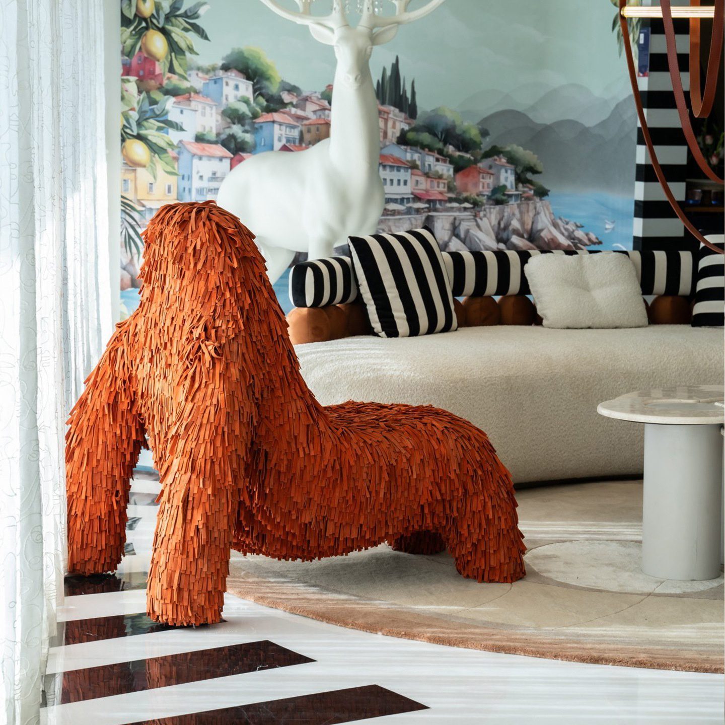 Italian-Style Minimalist Gorilla-Shaped Single Sofa Chair, Personalized Artistic Fiberglass Trendy Leisure Animal Chair - Image 4